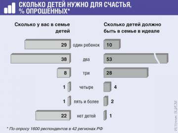 Большинство взрослых бездетных россиян хотели бы, чтобы у них было двое детей